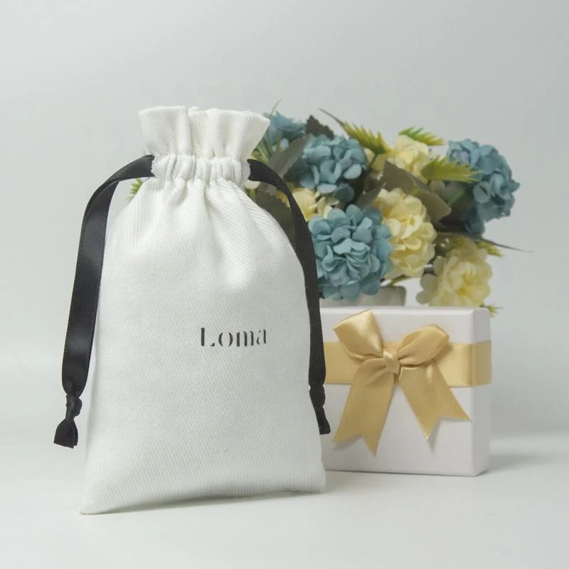 White Cotton Drawstring Pouch — image 2