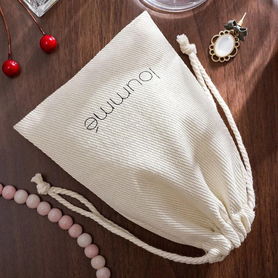Beige Cotton Drawstring Pouch — image 2