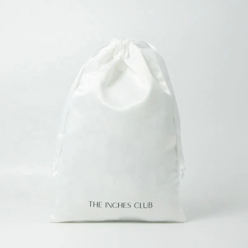 White Satin Drawstring Pouch — image 2