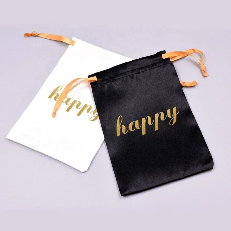 Black Satin Drawstring Pouch — image 2