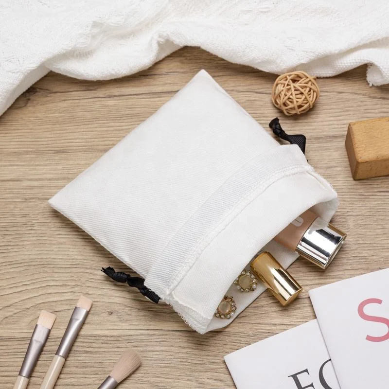 White Cotton Drawstring Pouch — image 5