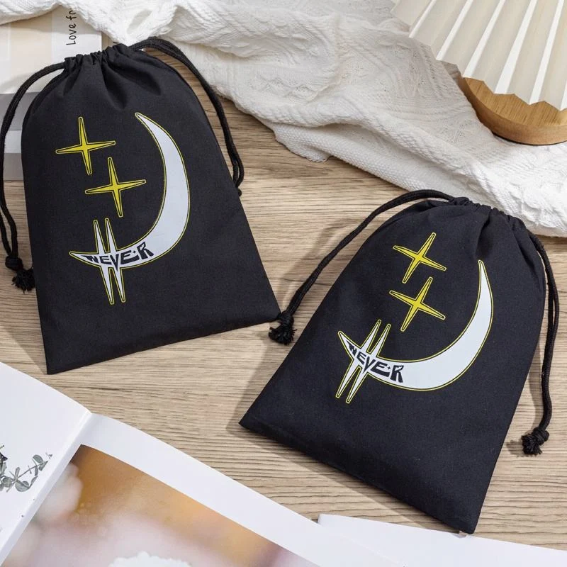 Black Cotton Drawstring Pouch — image 3