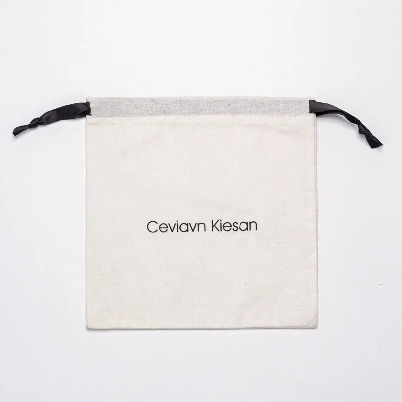 White Cotton Drawstring Pouch — image 6