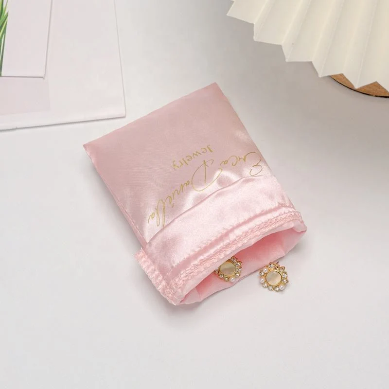 Pink Satin Drawstring Pouch — image 5