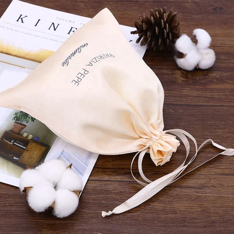 Cream Satin Drawstring Pouch — image 5