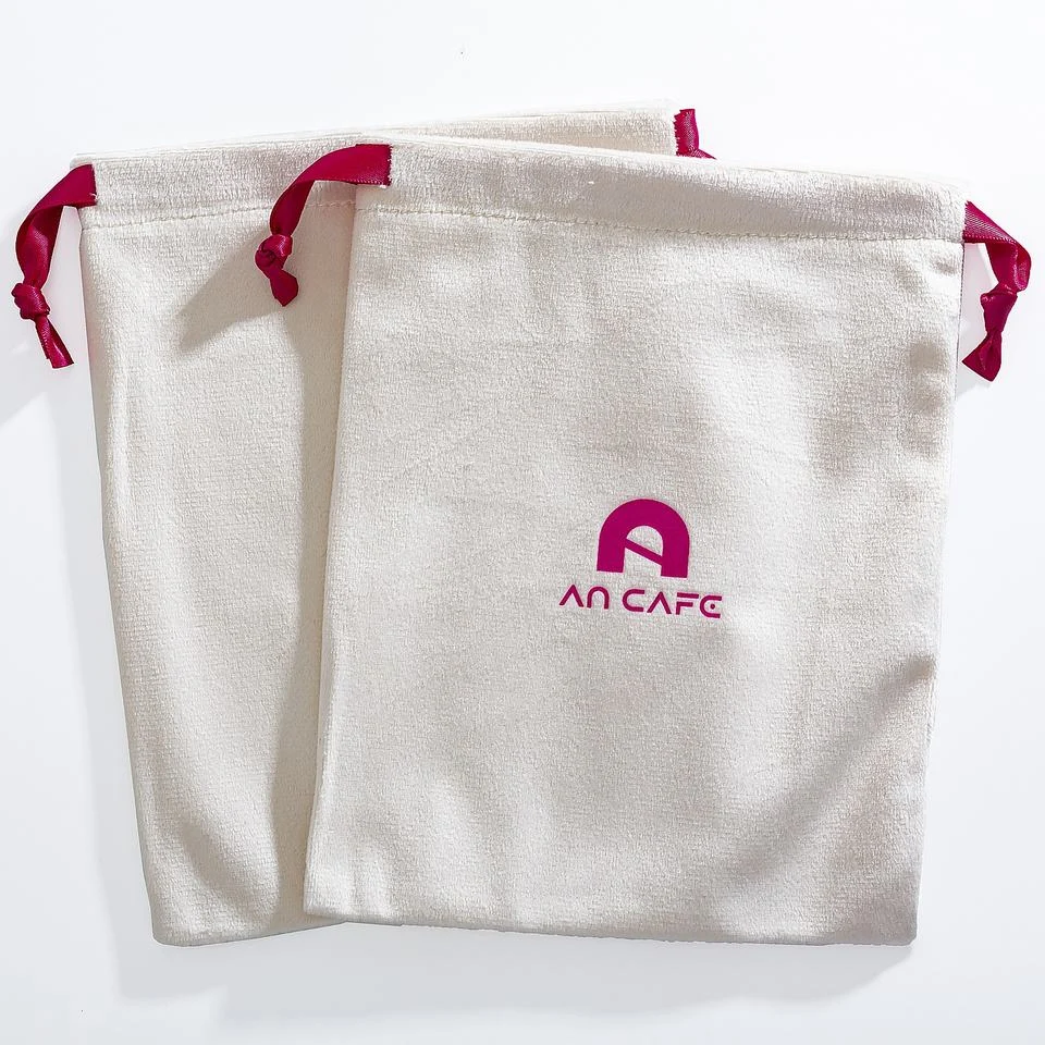 Beige Velvet Drawstring Pouch — image 3