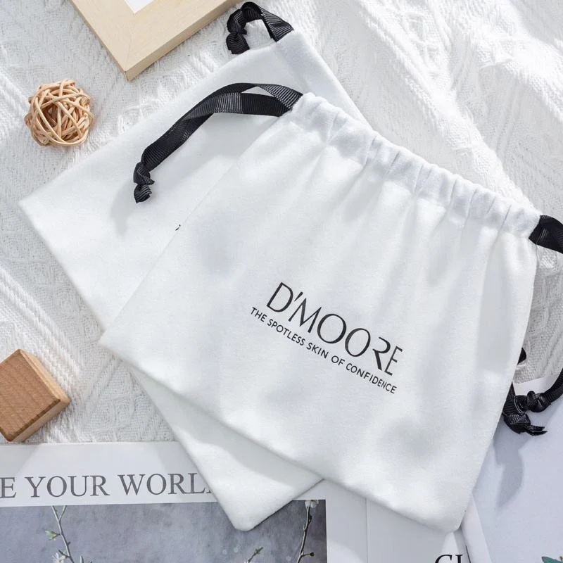 White Velvet Drawstring Pouch — image 5