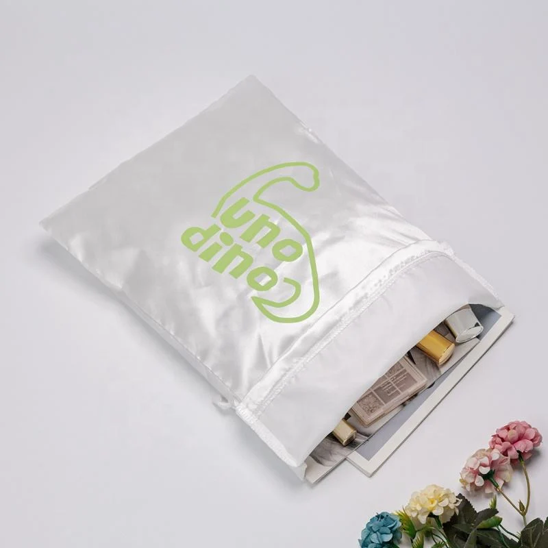 White Satin Drawstring Pouch — image 3
