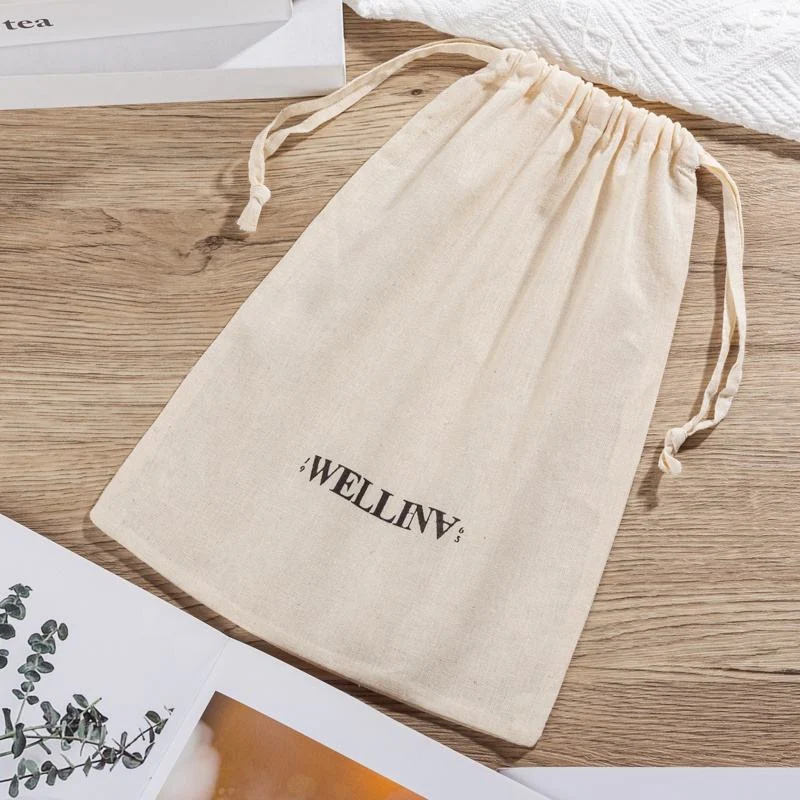 Cream Fabric Drawstring Pouch — image 5