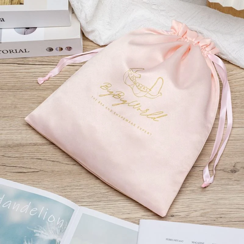 Pink Satin Drawstring Pouch — image 3