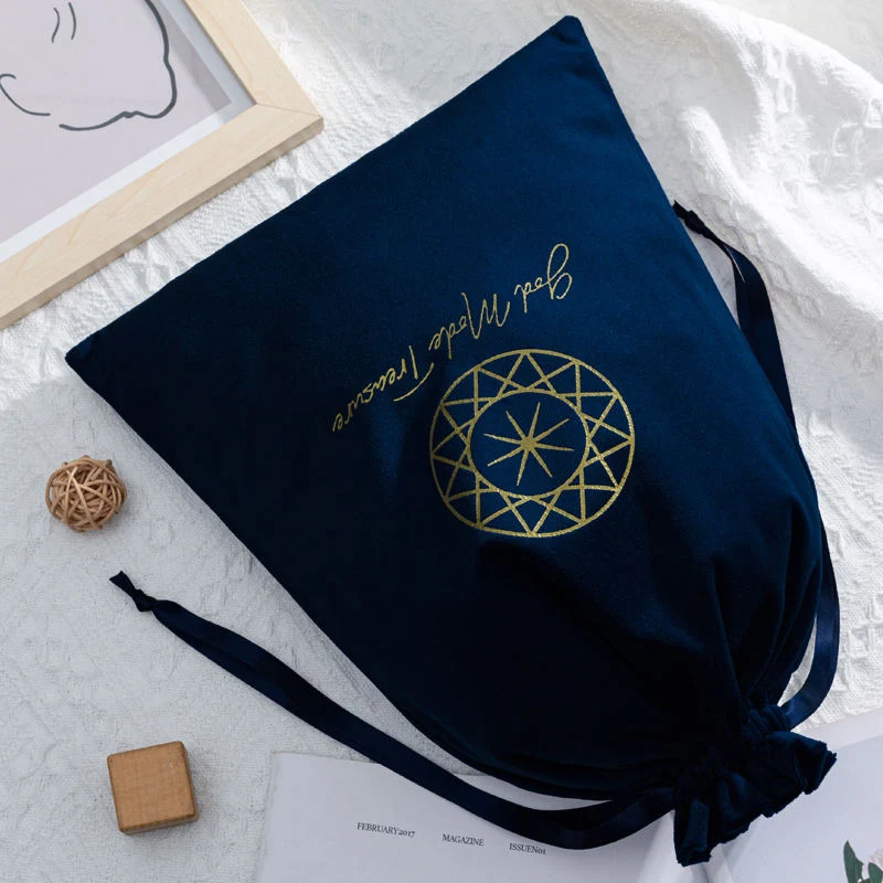 Navy Velvet Drawstring Pouch — image 4