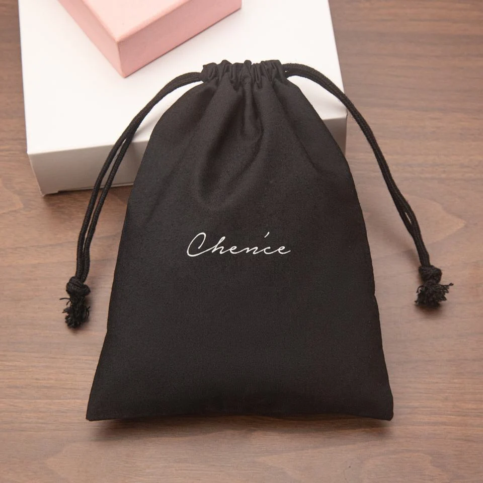 Black Cotton Drawstring Pouch — image 2
