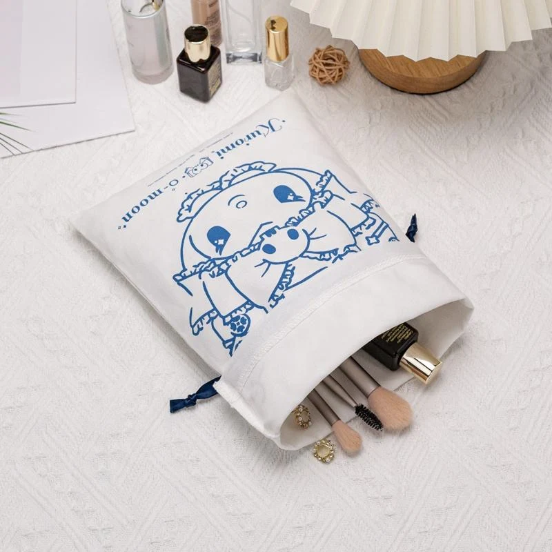 White Fabric Drawstring Pouch — image 5