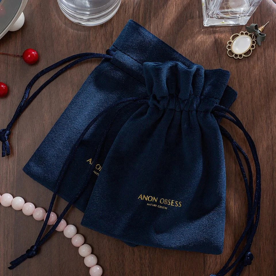 Blue Velvet Drawstring Pouch — image 3