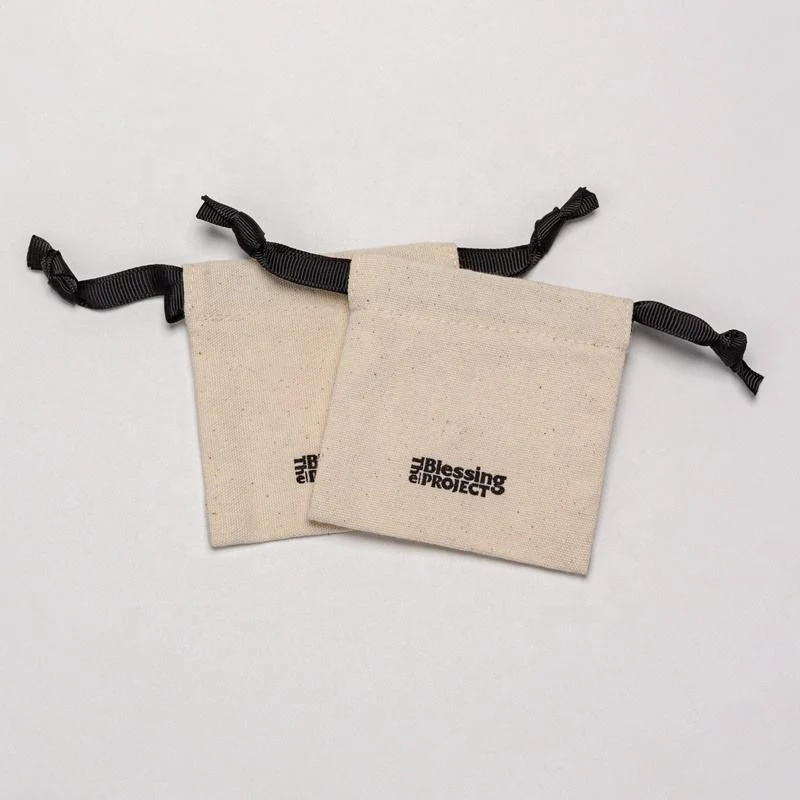 Beige Cotton Drawstring Pouch — image 6