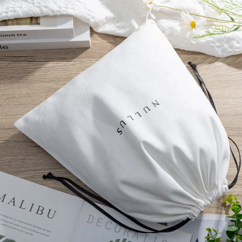 White Fabric Drawstring Pouch — image 4