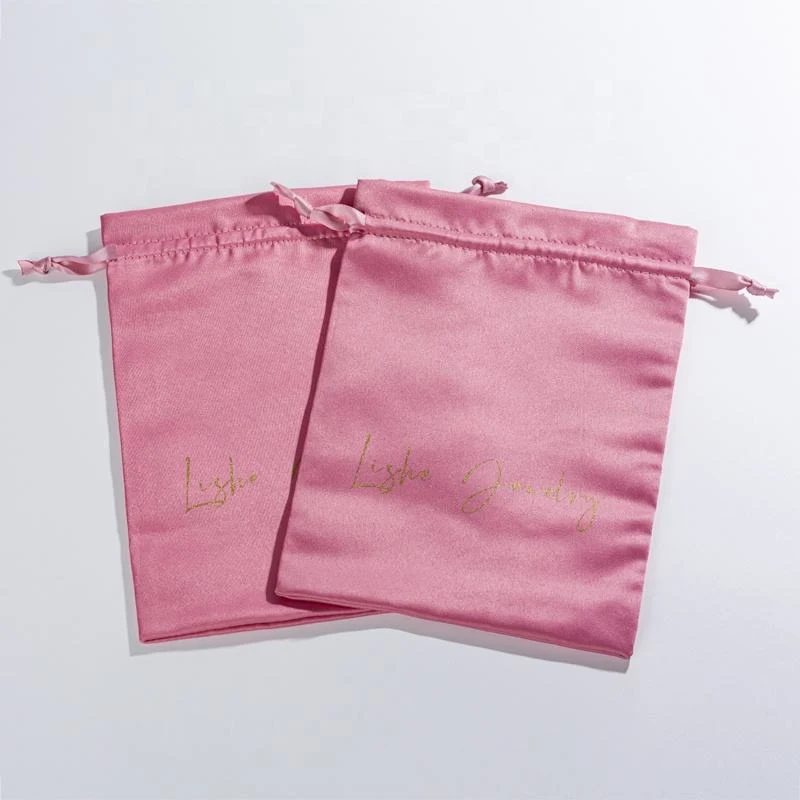 Pink Satin Drawstring Pouch — image 5