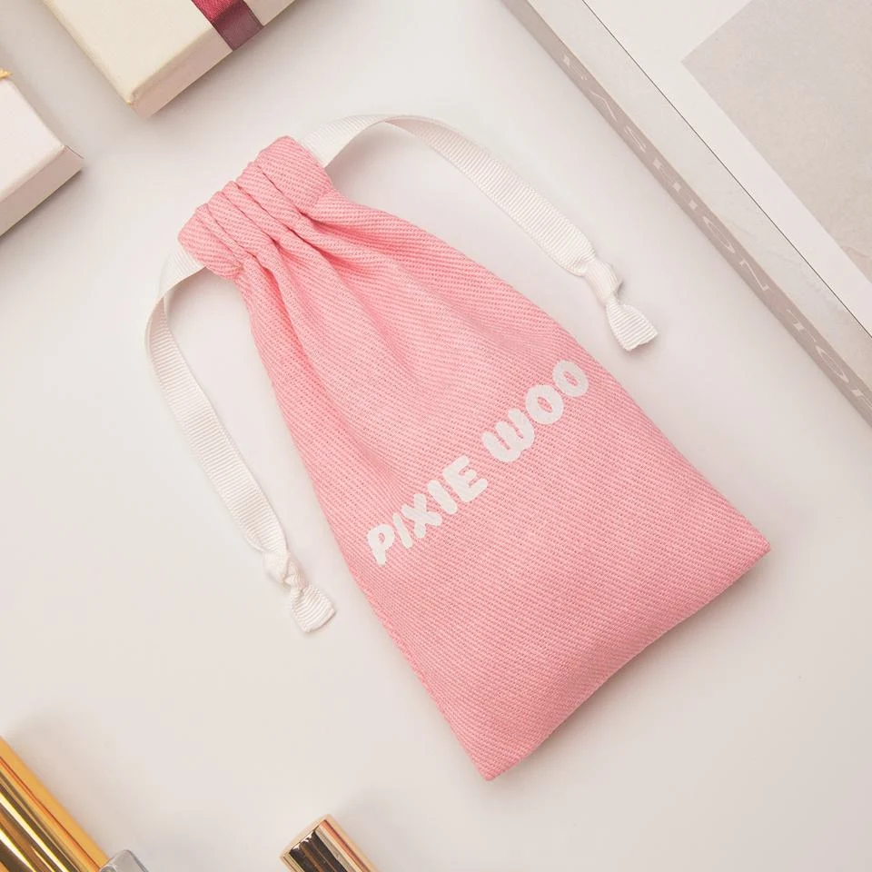 Pink Cotton Drawstring Pouch — image 3