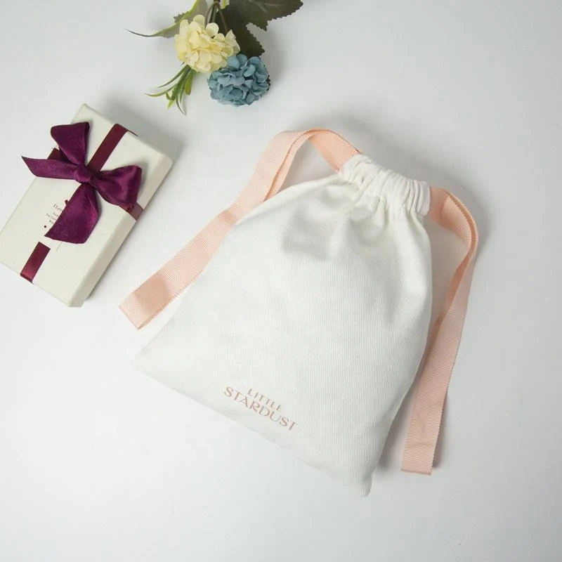White Cotton Drawstring Pouch — image 3
