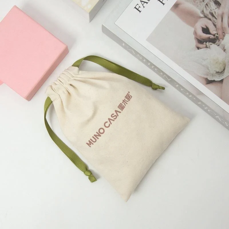 Green Cotton Drawstring Pouch — image 4