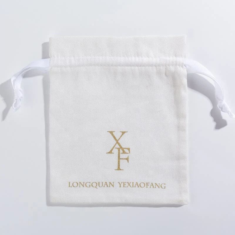 White Cotton Drawstring Pouch — image 6