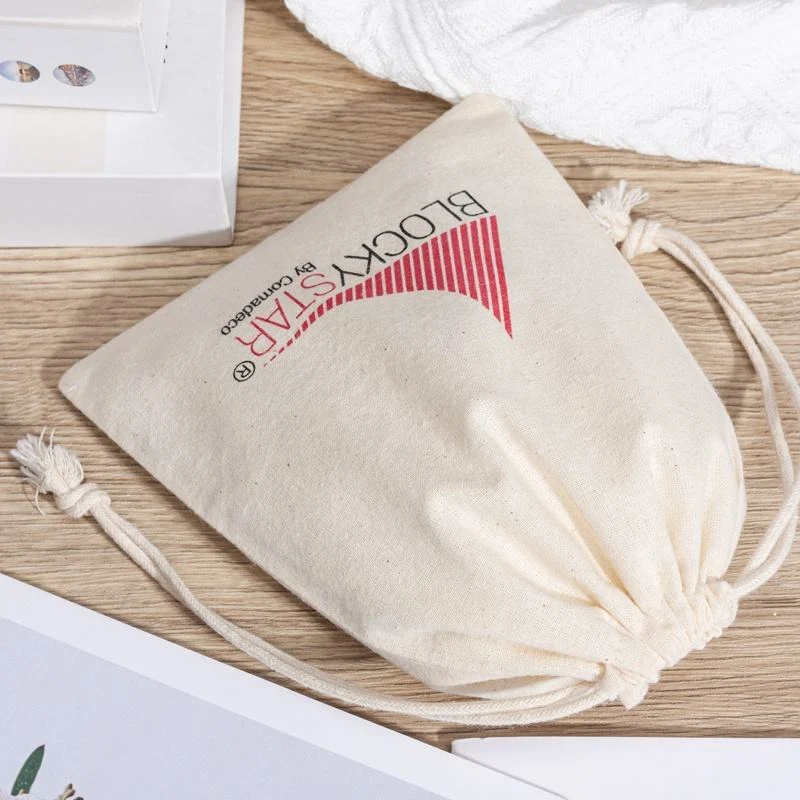 Beige Cotton Drawstring Pouch — image 4