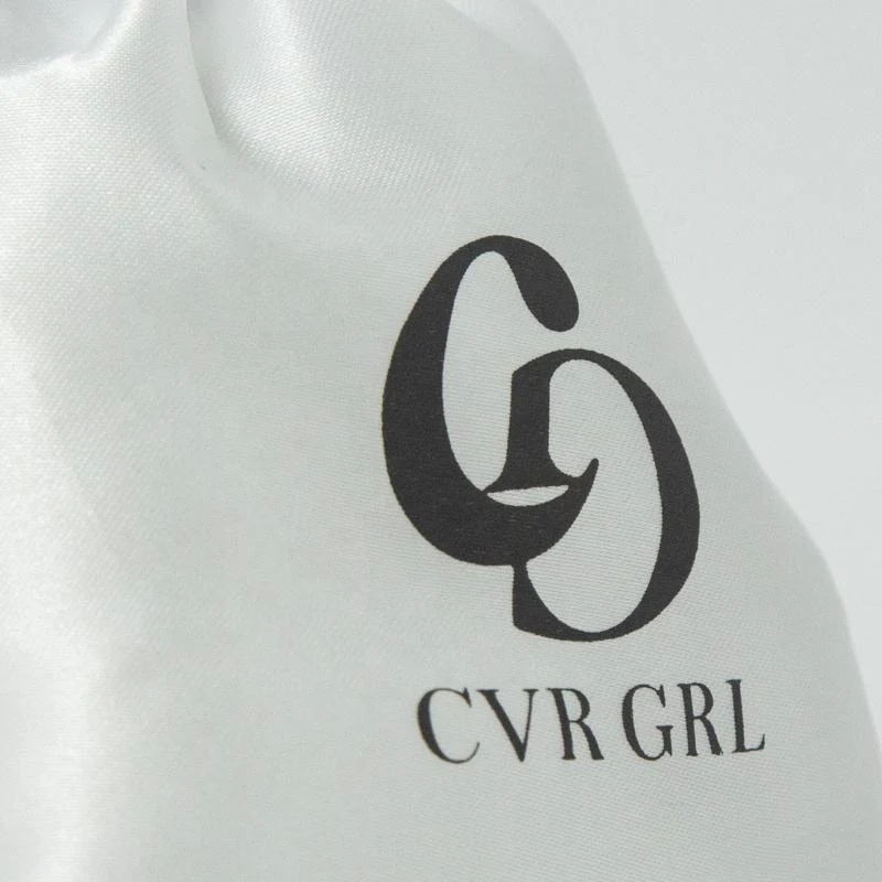 White Satin Drawstring Pouch — image 5