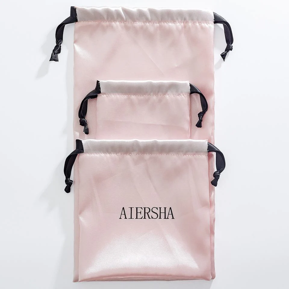 Pink Satin Drawstring Pouch — image 3