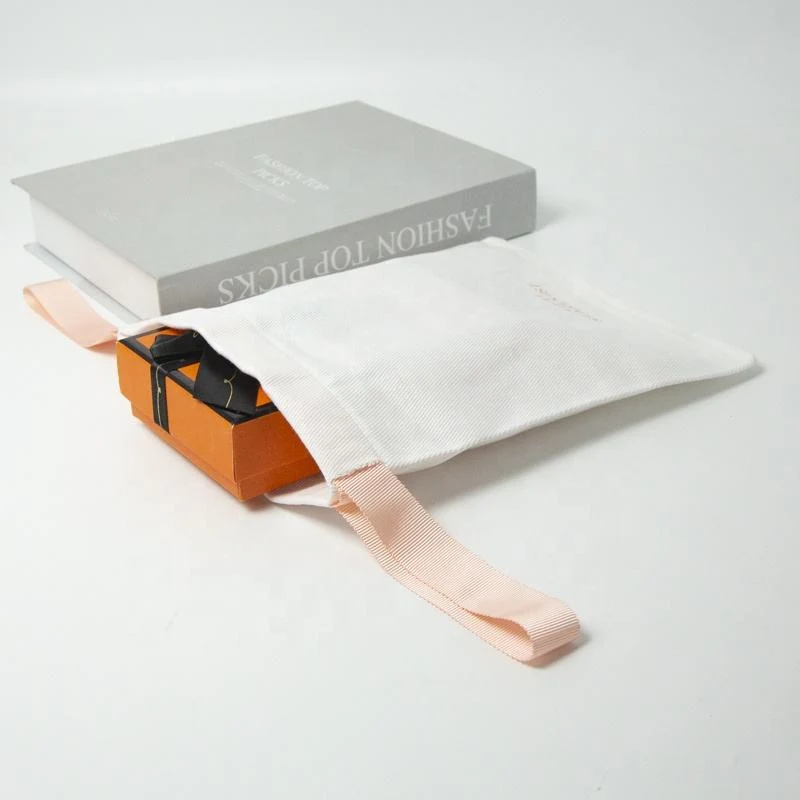 White Cotton Drawstring Pouch — image 4