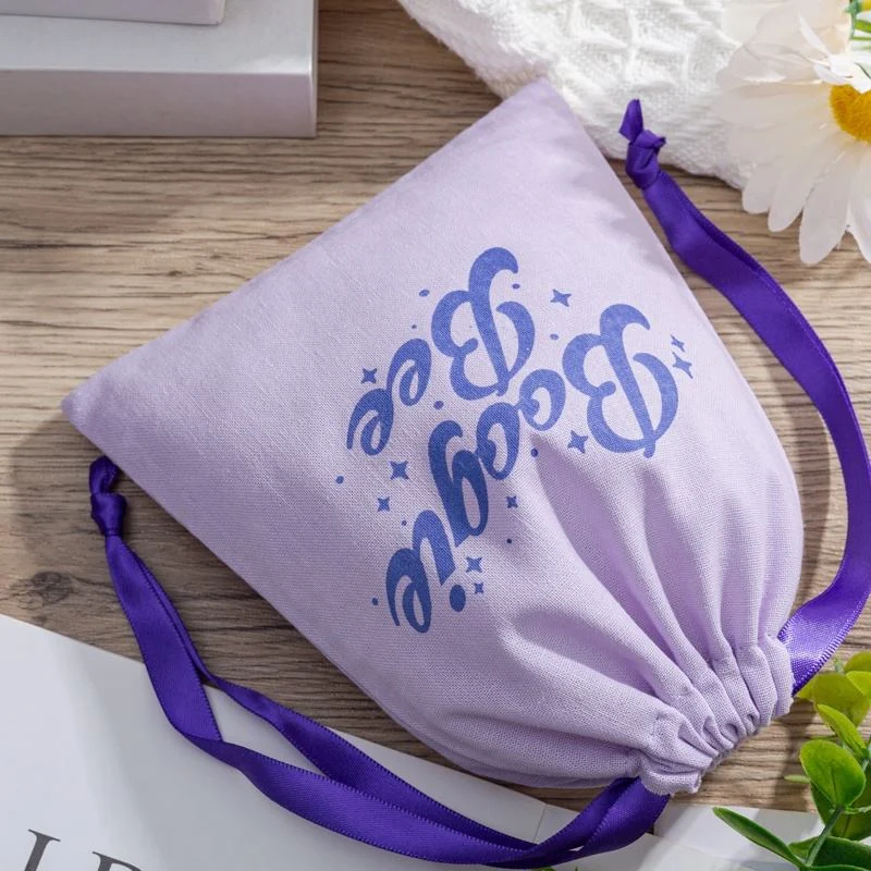 White Fabric Drawstring Pouch — image 4