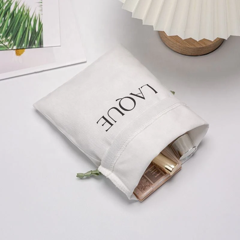 White Cotton Drawstring Pouch — image 5