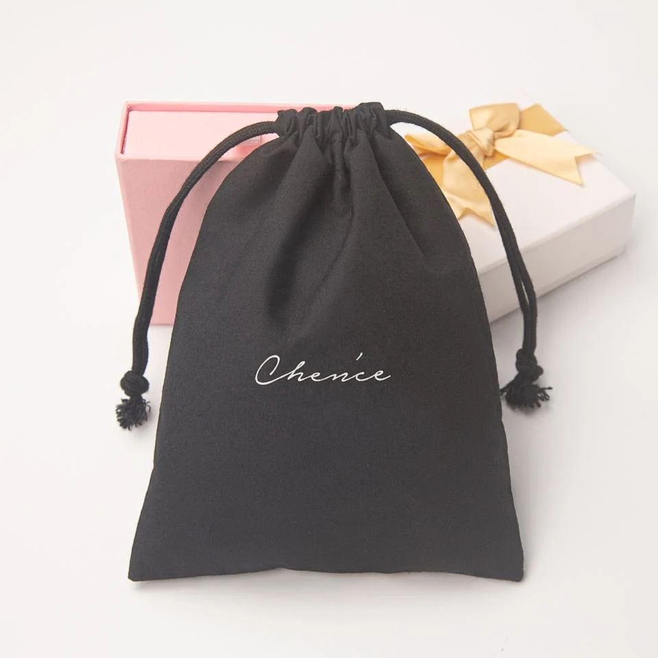 Black Cotton Drawstring Pouch — image 3