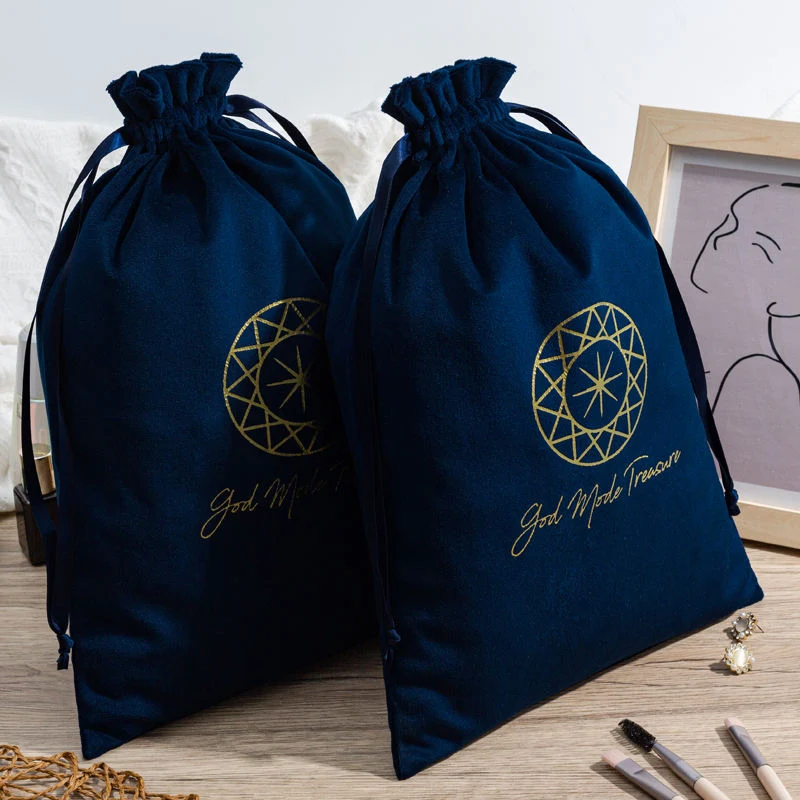 Navy Velvet Drawstring Pouch — image 2