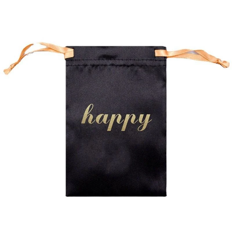 Black Satin Drawstring Pouch — image 3