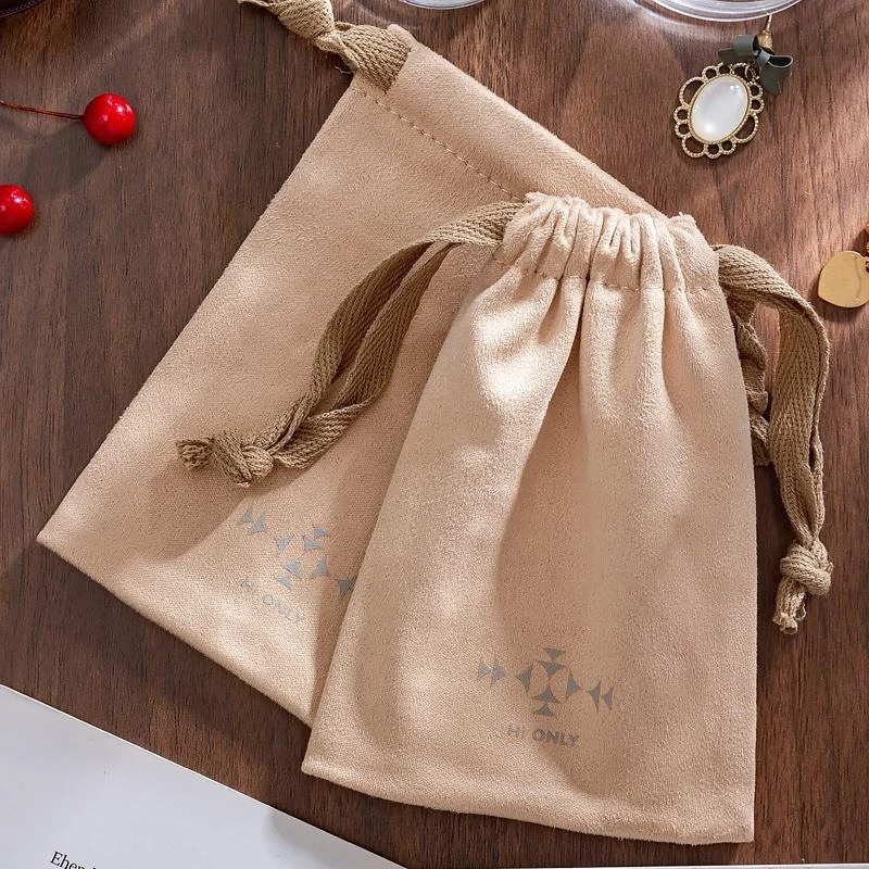 Brown Microfiber Drawstring Pouch — image 3