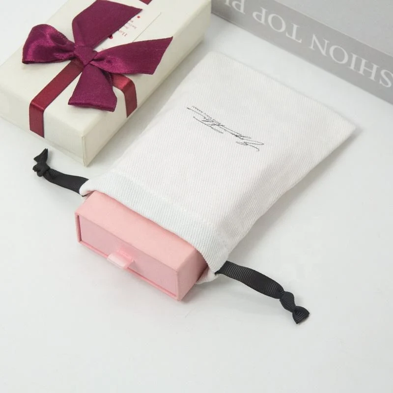 White Cotton Drawstring Pouch — image 3