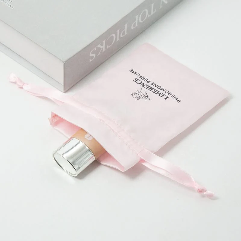 Pink Satin Drawstring Pouch — image 4