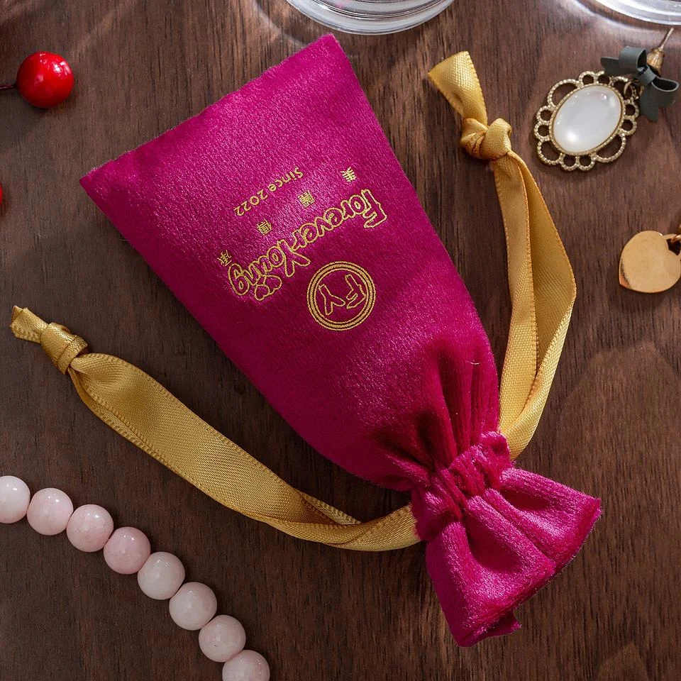 Gray Velvet Drawstring Pouch — image 3