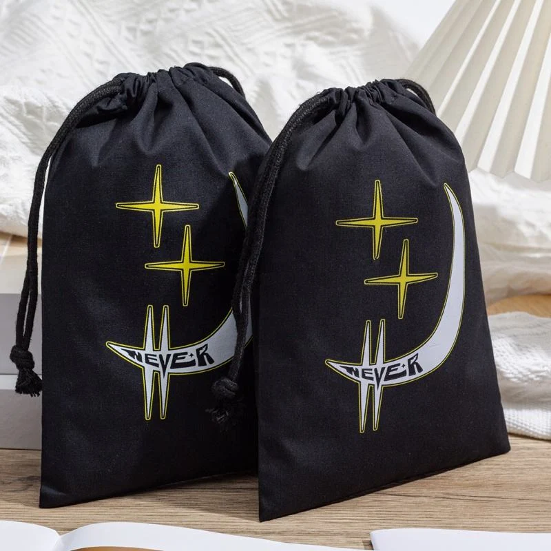 Black Cotton Drawstring Pouch — image 2