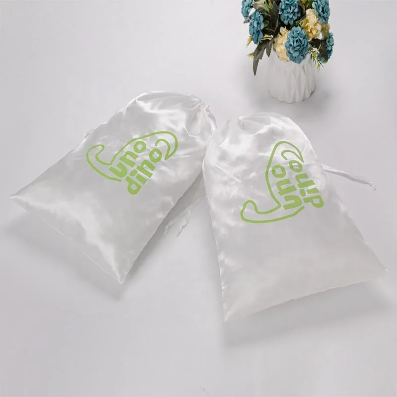 White Satin Drawstring Pouch — image 5