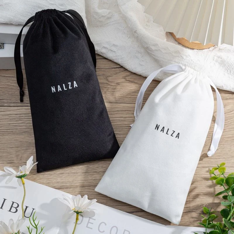 White Velvet Drawstring Pouch — image 3