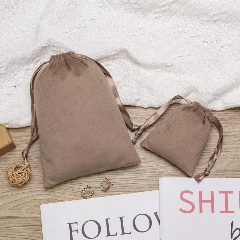 White Velvet Drawstring Pouch — image 2