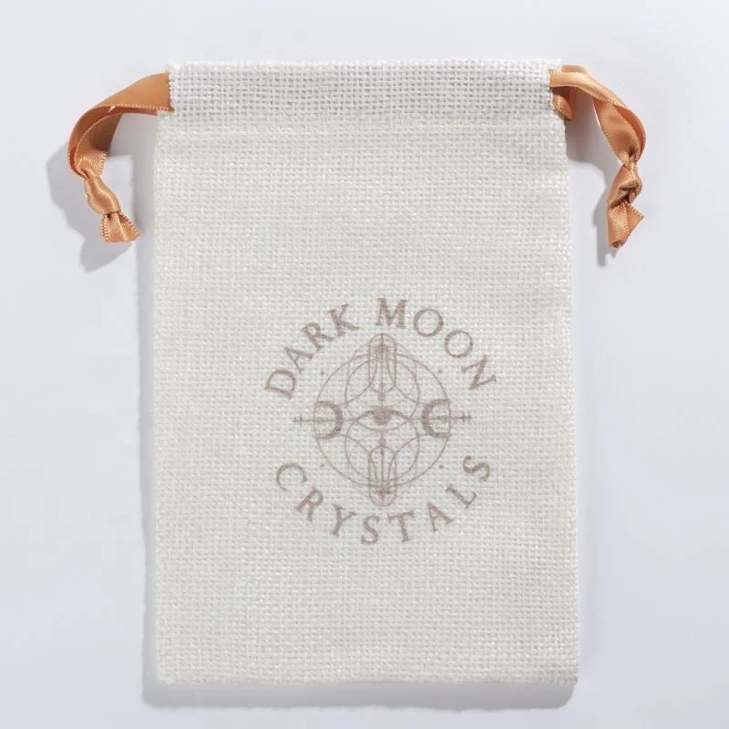 White Textured Fabric Drawstring Pouch — image 5