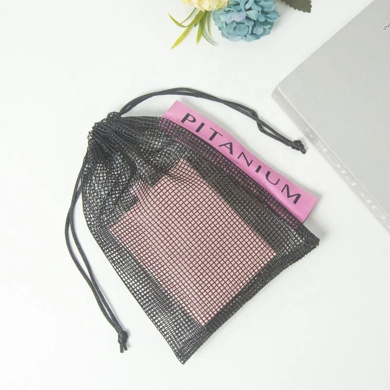 Black Mesh Drawstring Pouch — image 3