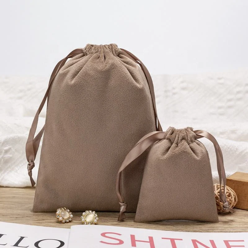 White Velvet Drawstring Pouch — image 3