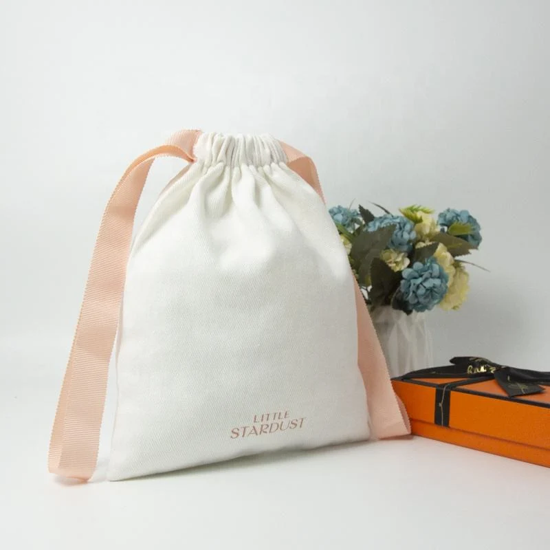 White Cotton Drawstring Pouch — image 2