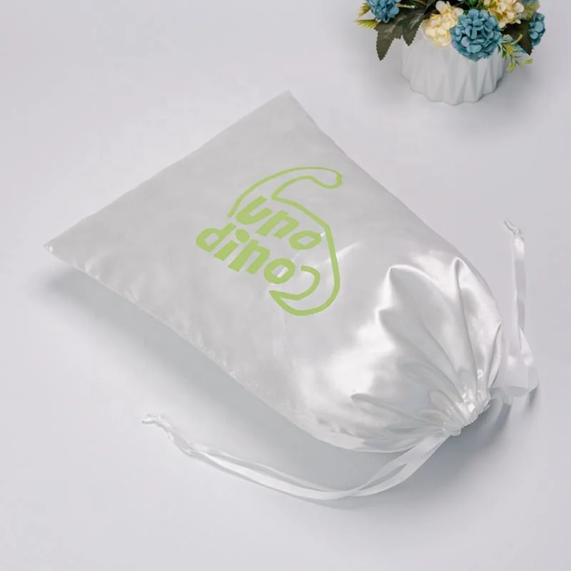 White Satin Drawstring Pouch — image 4