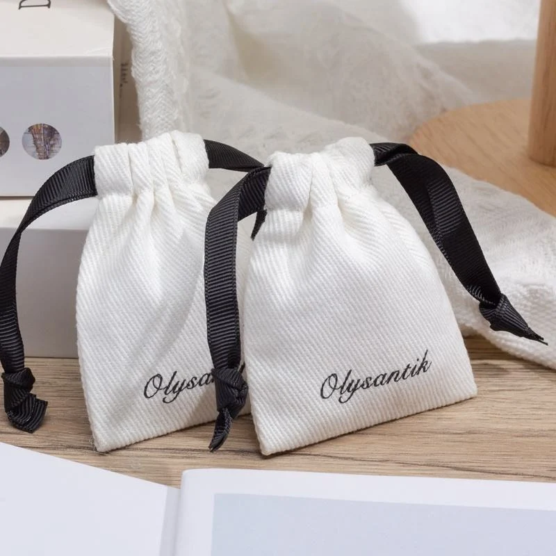 Cotton Drawstring Pouch with Ribbon — image 2