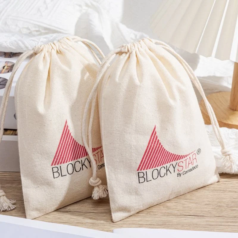 Beige Cotton Drawstring Pouch — image 2