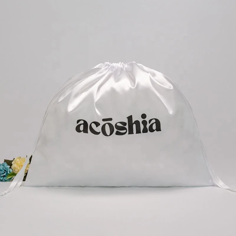White Satin Drawstring Pouch — image 2